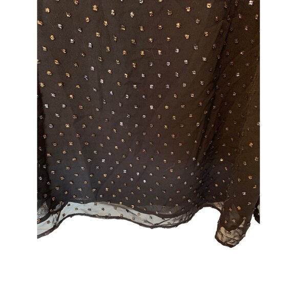 🍒 2/$20 🍒 Black Business Casual Women’s Blouse with Gold & Silver Dots sz M - Picture 7 of 10